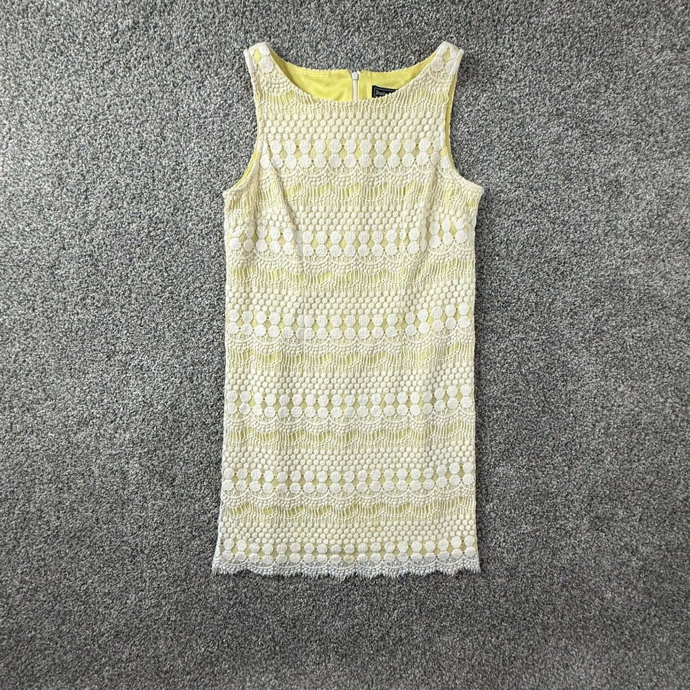 Jessica Howard Yellow White Lace Shift Dress Sleeveless Petite 10P